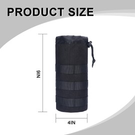 Molle Water Bottle Holder, Bottle Holder Backpack 1000D Nylon Sports Tactical Backpack Water Bottle Cover with Drawstring and Mesh Bottom for Outdoor Hiking Hunting Camping Training (Black)