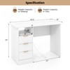 Tangkula White Desk with 3 Drawers & Built-in Charge Station,