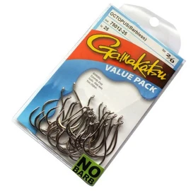 Gamakatsu Barbless Octopus Fishing Hook, Pack of 25, Black