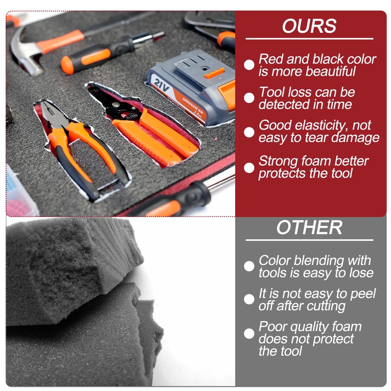 2PCS 23.5" x 23.5" x 1" Tool Box Foam Easy