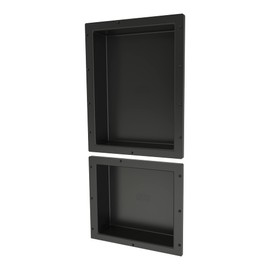 Redi Niche Double Niche Recessed Shower Shelf- Black, Two Inner Shelves, 16-Inch Width x 34-Inch Height x 4-Inch Depth