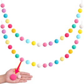 XmasExp Easter Pom Pom Garland Decorations - Large Spring Felt Ball Garland for Classroom,Christmas, Mantle Decor, Easter Tree Ornaments, Baby Shower and Party Hanging Decor,13 Ft.