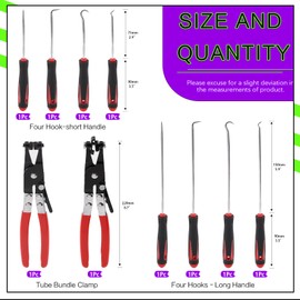 Swpeet 10Pcs Hose Removal Hook Set with Hose Clamp Plier Set, Flat Band and Cross Slotted Hose Clamp Plier Installation and Automotive Hose Removal Tools for Low Radiator and Water Tank Hose