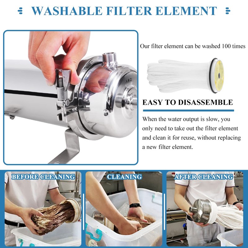Consfly Ultrafiltration Water Filter 0.01 Micron Stainless Steel Under Sink