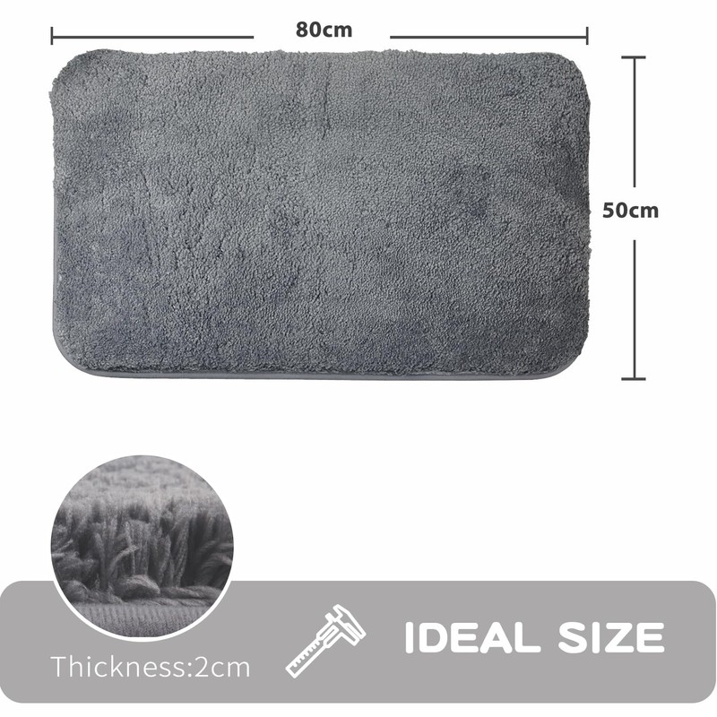 FCSDETAIL Non-slip Bath Mat 50 x 80 cm, Quick Dry