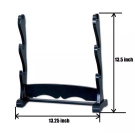 DISPLAY SWORD STAND FOR 3 SWORDS BLACK WOOD INCLUDE INSTALLATION DOWELS
