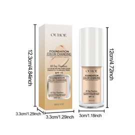 Colour-changing foundation, foundation colour changing for ageing skin, 30 ml, colour-changing foundation for mature skin, nude concealer, universal shade for all skin types, SPF15 (1 piece)