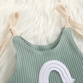JLKGICF Newborn Baby Girl Summer Clothes Boho Rainbow Romper Spaghetti Strap Onesie One Piece Sleeveless Jumpsuit Coverall Sunsuit