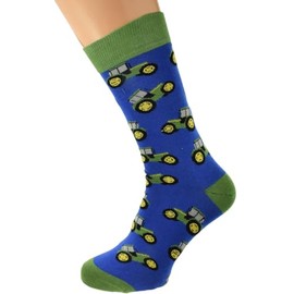 Mad about Tractors Farmer Woven Design Adult Socks UK 5-12 Multicolor