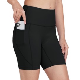 Willit 6" Women's Swim Shorts with Liner Pockets High Waisted Bathing Shorts Bottoms Tummy Control UPF 50+ Black S