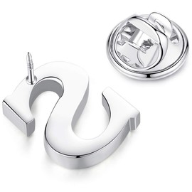 HONEY BEAR 1pc Alphabet Letters A to Z Collar Brooch Label Pins Badge for Mens' Suit/Women's Shirt for Business Gift,Silver S 0.94in