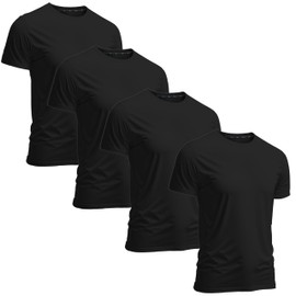 Soja Essentials Mens Gym T-Shirts 4 Pack - Moisture Wicking Workout Man Tee, Quick Dry Athletic Performance Activewear 3XL BK Black