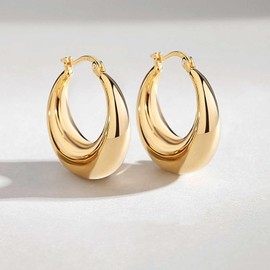 HUGE TOMATO Large Gold Hoop Earrings Big Chunky Gold Earrings for Women 14K Gold Plated Hypoallergenic Earrings for Gift