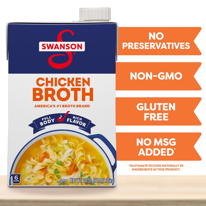 SWANSON S 100% Natural Chicken Broth, 48 oz Carton