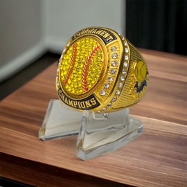 Legacy Rings 1 or 12 Pack Softball Baseball Championship Trophy Ring Tournament Champions or Finalists Gold-Tone Yellow (12, Champion Gold, 10)