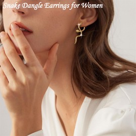 Goth Punk Snake Earrings for Women,14K Gold/Silver Plated Serpent Dangle Earrings Vintage Animal Earrings Statement Retro Jewelry (Gold Snake Dangle)