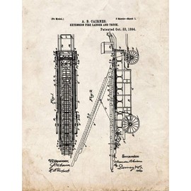 Cairnes Extension Fire-ladder And Truck Patent Print Old Look (24" x 30") M11022