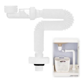 YdseozOA 1 1/4 Inch Space Saving Siphon, Flexible Drain Hose, Replaceable Adjustable Sink Siphon, Drain Pipe with Odour Trap