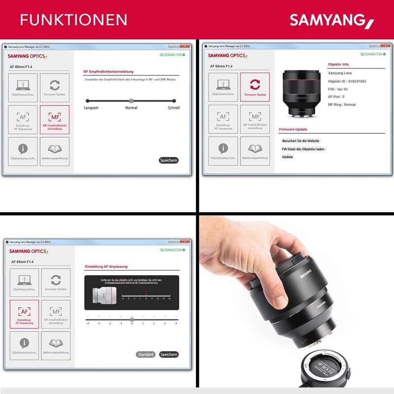 Samyang Lens Station für AF Sony E Objektive - Firmware-Update,