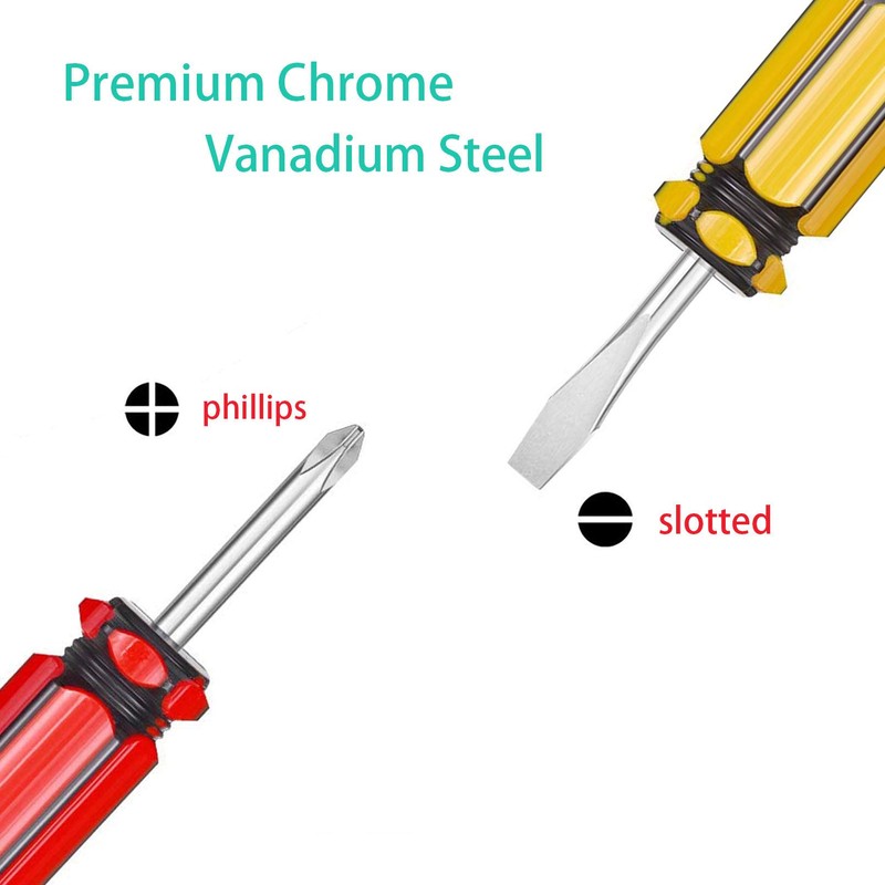 Buspoll Short Screwdriver Set: Two-Color Small Handle Stubby Screwdriver -
