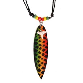 Chic-Net Surfer Chain Wooden Chain Shark Tooth Surfboard Round Painted Beads Wood Cotton Adjustable Half Moon Fish Spiral Chain Necklace Women Men Beach Pool Rastafarian,