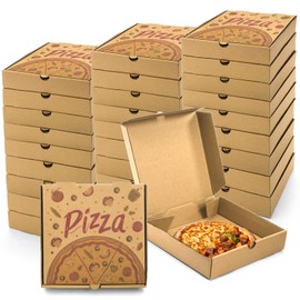 Covzoe 40 Pack Small Pizza Boxes, 7.3 x 7.3 x 1.6 Inch Mini Kraft Corrugated Pizza Takeout Containers, Food Delivery Boxes Gift Packing Containers for Pizza, Cake, Cookies, Snack