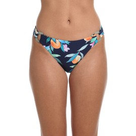 Sunshine 79 Parte Inferior de Bikini Hipster Fruncido Lateral, Multi//Paz, Amor y Melocotones, 10