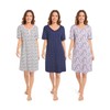 CONOMAX 3PCS Sleepwear Night Shirts Soft nightgowns Short Sleeve Sleep