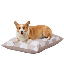 UWELL PETS Medium Dog Bed with Removable Washable Cover for Small Dogs Deluxe Plush Dog Crate Beds Comfy Kennel Pad Waterproof Lining and Blue Gel Memory Foam Memory Foam（Brown 30 * 20 * 4in）