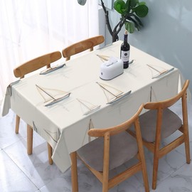 Kuderiy Sailboat Sailing Coastal Nautical Rectangle Tablecloth 54x72 Inch