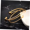 COLLBATH Gold Bracelet for Women 3pcs Multi-layer Leaf Opening Bangle