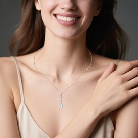 DAYLINLOVE Spoon Necklace 925 Sterling Silver Moonstone Pendant Spoon Mother's Day Jewelry for Women Girls
