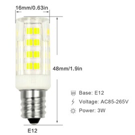 Honle E12 LED Light Bulbs 3W Equivalent 30W Halogen Bulb Daylight White 6000K T3 T4 Edison Screw Candle Base Mini Non-Dimmable AC110-120V for Ceiling Fan Chandelier Indoor Decorative Lighting 4 Pack