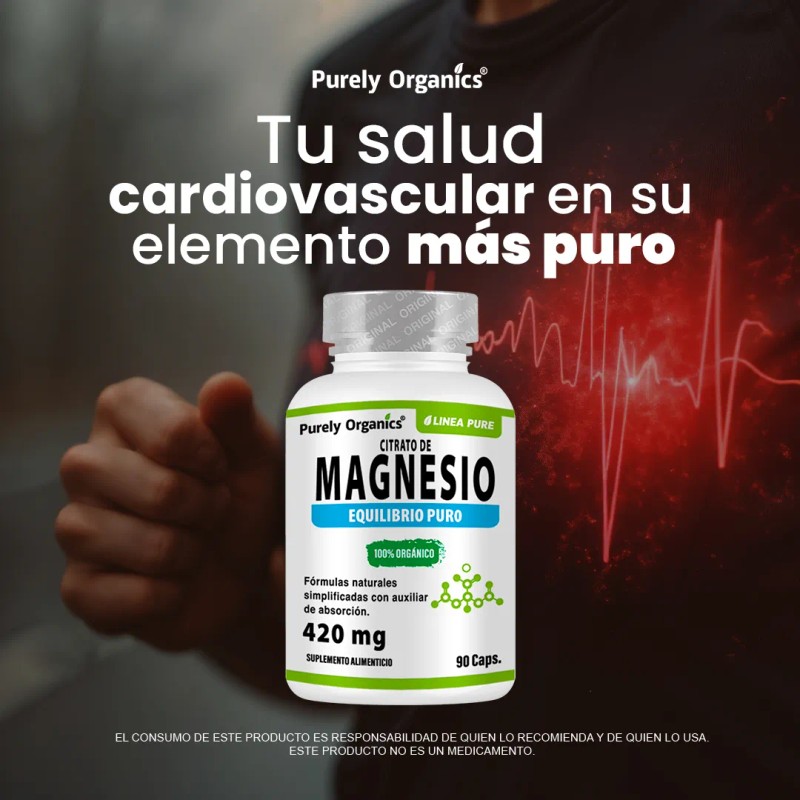 Citrato De Magnesio, 90 Cpsulas. Purely Organics. Sin Sabor
