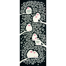 kenema 注染手拭い 『生き物』 桜文鳥 36×90cm