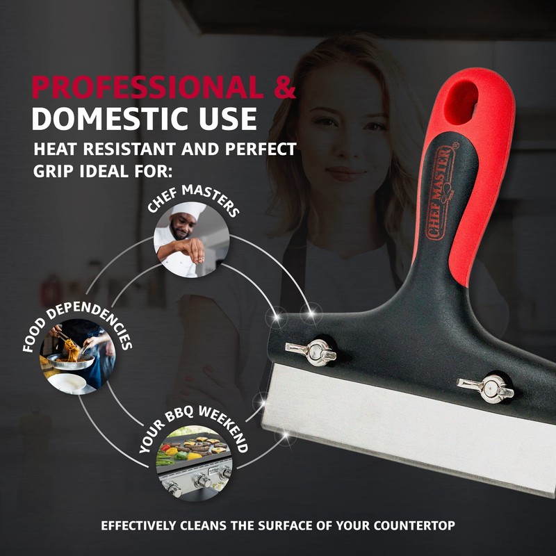 Mr. Bar-B-Q Griddle Scraper Tool with Replaceable Blade, Stainless Steel