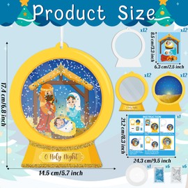 WATINC Christmas Nativity DIY Snow Globe Craft Kit, 12Pcs Jesus Birth Snowglobe Hanging Ornament with Glitter Sequins Sugar Papers, Xmas Holiday Religious Decor for Home School Classroom Party