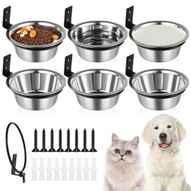 Dandat 6 Pack Elevated Dog Bowls 25 oz Wall Mounted Dog Bowl Stainless Steel Adjustable Height Raised Dog Bowls Metal Dog Food and Water Bowls for Cat, Puppy, and Dogs