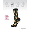 MeMoi Pineapple Fruit Rayon Blend Crew Socks Black One Size