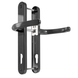 TSS UPVC Door Handle Set in Anthracite Grey, 92mm PZ (Centres), Lever/Lever, Screw to Screw 210mm with Backplate 242mm x 34mm - Grey Replacement PVC Door Handle