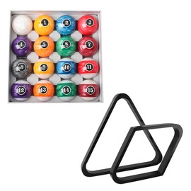 GSE Games & Sports Expert Black Solid Wood Billiard 8-Ball Triangle & 9-Ball Diamond Pool Ball Racks with 2-1/4" Pearl Style Standard Pool Balls, Billiard Balls and Racks Set