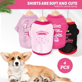 4 Pieces Dog Clothes Summer Dog Shirts Cute Soft Breathable Pet T-Shirt Outfit Puppy Clothes for Small Dogs Girl and Cat (Small)