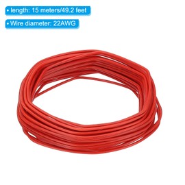 PATIKIL 22AWG Solid Electric Wire, 1 Pcs 49Ft Hook Up Tinned Copper Wire 1007 PVC Solid Single Core Wire for Home Improvement Circuit Computer Line, Red