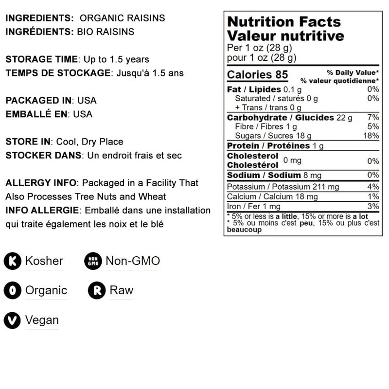 Food to Live California Organic Raisins, 8 Ounces – Thompson