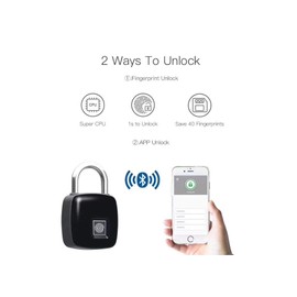 Cactus Life Fingerprint Authentication Padlock, Smartphone Bluetooth Detachment, 2-way, No Key Required, No Password Required, Waterproof, International Travel Bag
