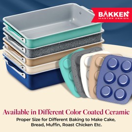 BAKKENMASTER Premium Loaf Pan 1 lb – Aluminum, Ceramic Non-stick Coating, PTFE & PFOA Free, Even Heat, Non-toxic, 4.7" x 9", Perfect for Pound Cakes, Breads, & More - Teal