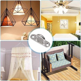 CYUaoao M5 Pad Eye Plate 304 Stainless Steel 45mm Oblong Pad Eye Plate Metal Staple Ring Hook Hardware with 2 Holes for Marine Hardware Staple Hook Loop Hanging Flower Pots & Fencing 10Pcs