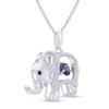 AFFY Simulated Alexandrite And White Cubic Zirconia Floater Elephant Pendant