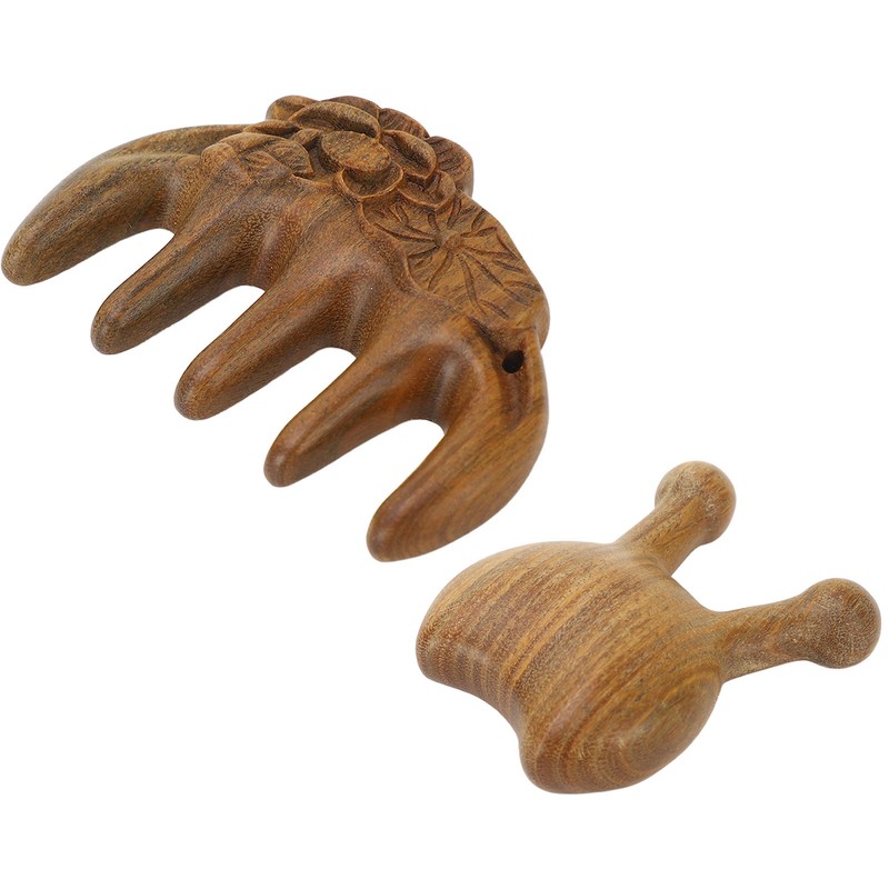 Massage Hair Comb Head Scalp Meridian Comb Y Shape Wooden