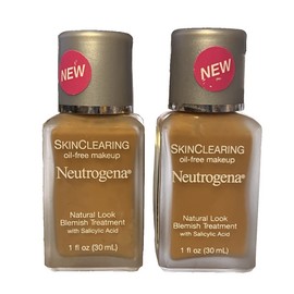 Neutrogena SkinClearing Oil-Free Makeup, Natural Look, 115 Golden Almond, 2-Pack